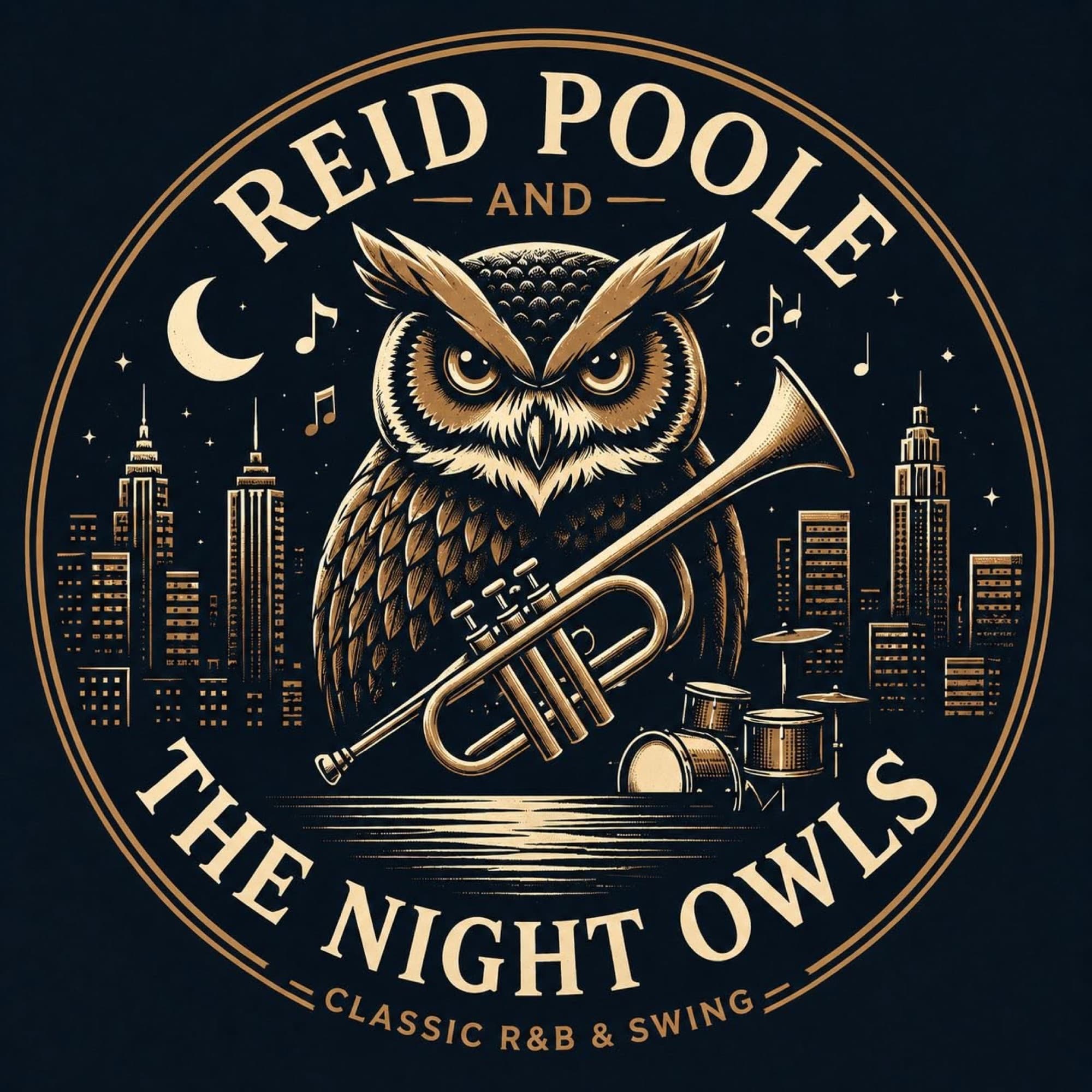 Reid Poole and the Night Owls illustrated owl logo